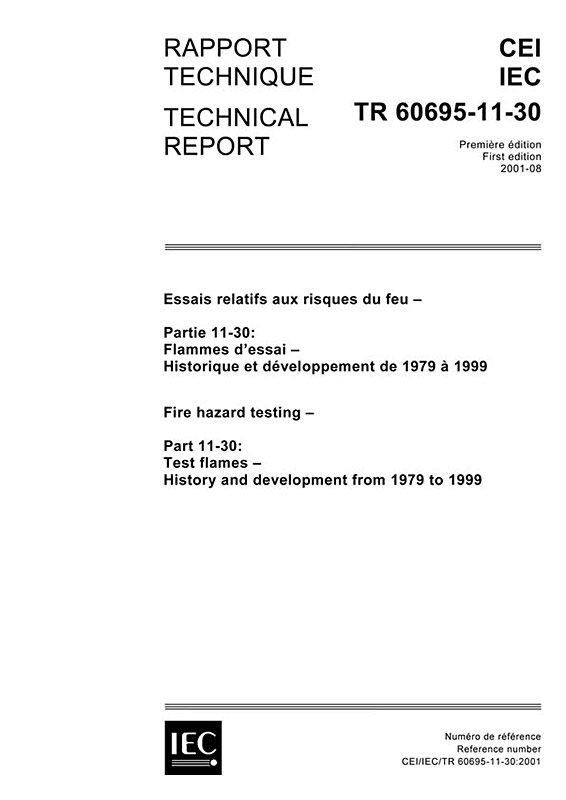 Cover IEC TR 60695-11-30:2001